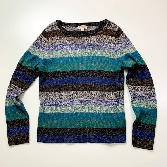 Brooks Brothers Shimmer Stripe Rib Knit Sweater XL - Picture 2 of 9